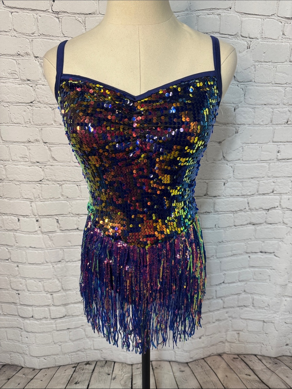 Weissman Sequin Fringed Jazz Dance Costume Adult Small Leotard